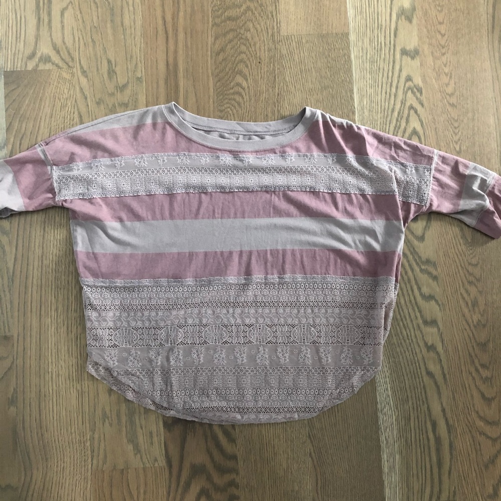 Free People Sheer Lace Trimmed Top